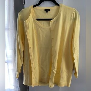 Talbots banana yellow cotton shell medium and cardigan Large.